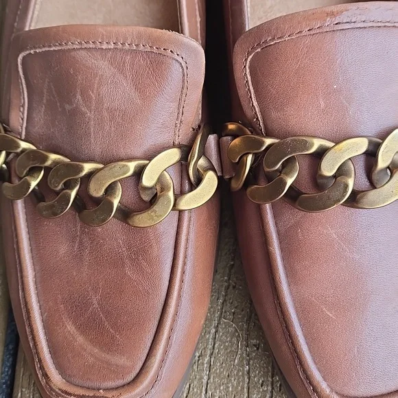 Vionic Mizelle Leather Gold Chain Loafer Shoes Brown Size 8.5 - Picture 6 of 8